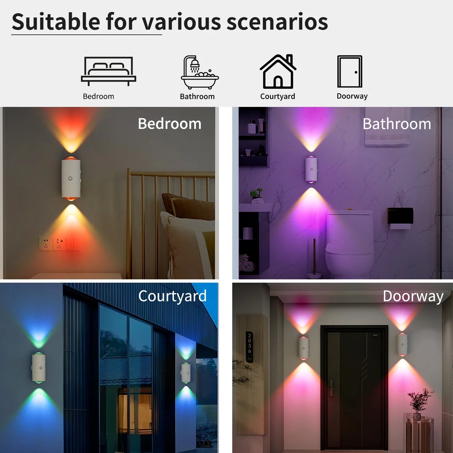 LED Motion Sensor Wall Light – RGB & Warm, USB Rechargeable